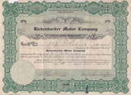 Rickenbacker Motor Company stock certificate 1922