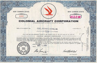 Colonial Aircraft Corporation 1968 stock certificate