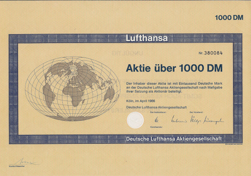 Lufthansa Share 1000 DM - 1966