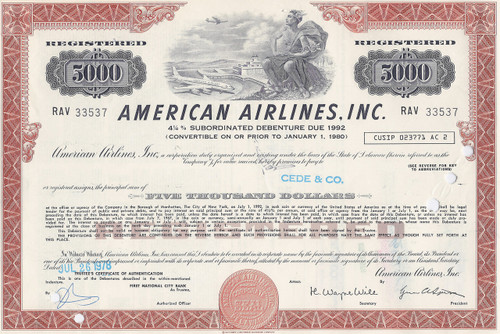 American Airlines Inc bond - brown $5000