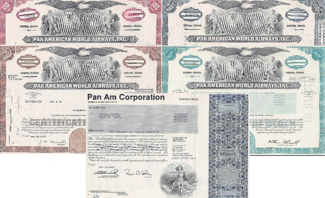 Aqua Pan Am Pan American World Airways Stock Certificate Collectibles Pan Am Intra Com Au