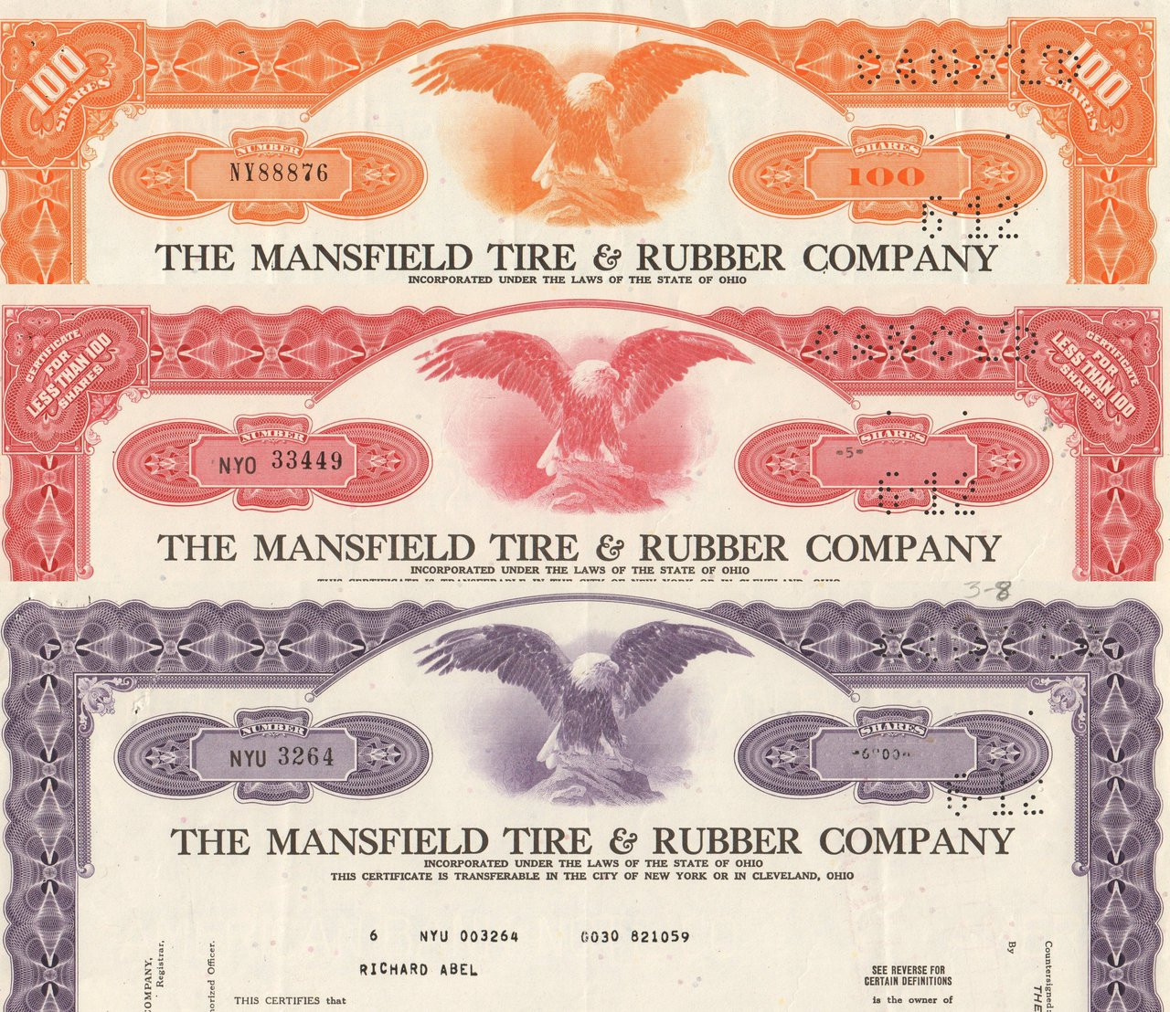 Mansfield Tire And Rubber Company Stock Certificate 1970 S