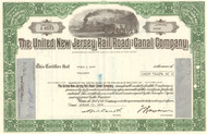 United New Jersey Rail Road and Canal Company 1970's stock certificate - green