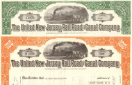 United New Jersey Rail Road and Canal Company 1970's stock certificate - set of 2