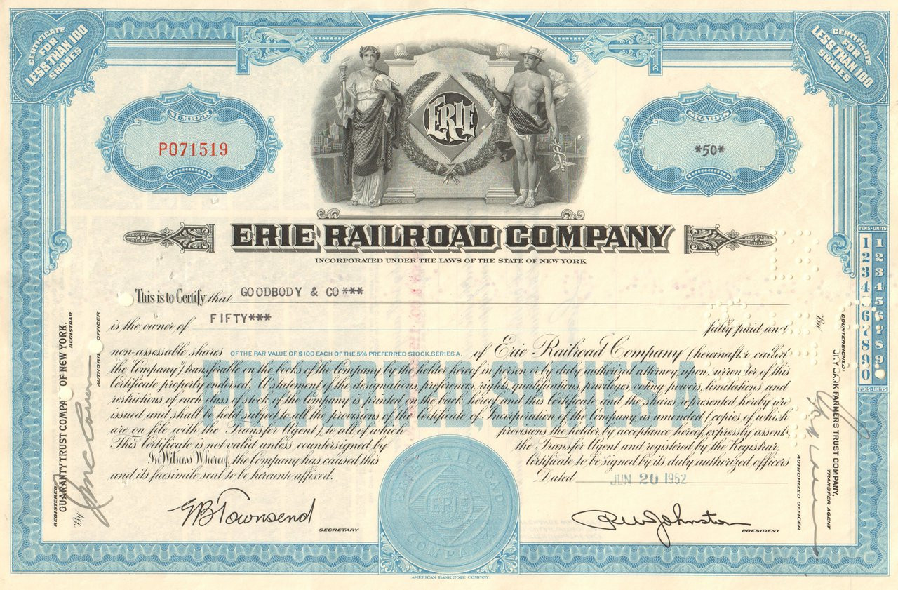 Delaware Lackawanna /& Western Railroad Company Stock Certificate Pennsylvania