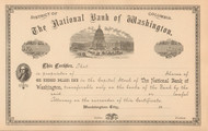 National Bank of Washington stock certificate  c1900 (District of Columbia)