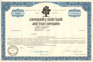 Community State Bank and Trust Company 1973 stock certificate