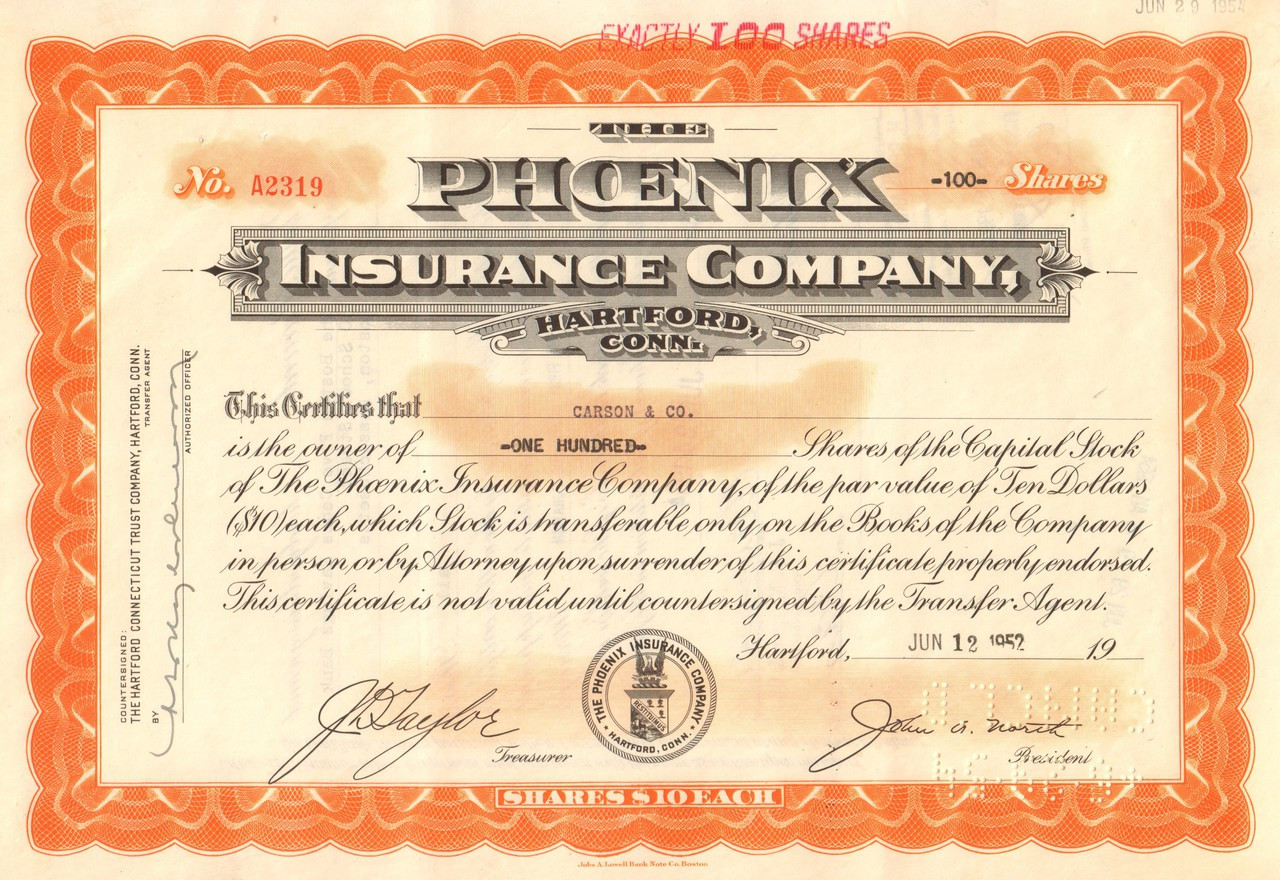 Phoenix Insurance Company, Hartford Conn 1959 stock ...