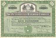 Pennsylvania Railroad (State Seal) stock certificate - green