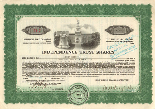 Independence Trust Shares 1931 stock certificate