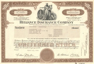Reliance Insurance Company stock certificate 1978