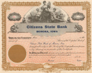 Citizens State Bank (Monona, Iowa) stock certificate circa 1912
