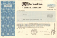 Careercom stock certificate 1988