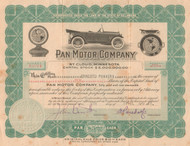 Pan Motor Company stock certificate 1918 (St Cloud, MN auto)