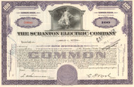 Scranton Electric Company stock certificate - purple 