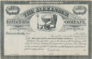 Alexander Manufacturing Company stock certificate 1880's