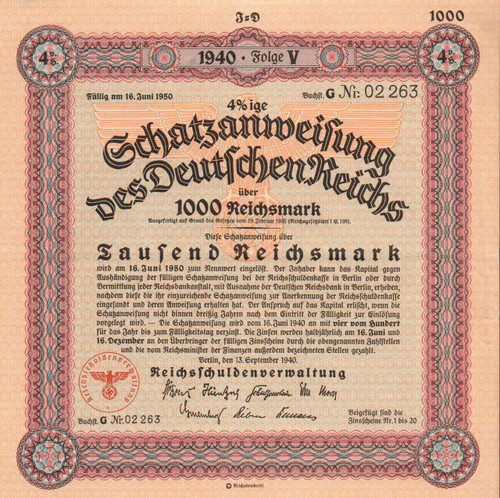 German World War 2 era bond - 1940 Nazi