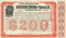 Atchison, Topeka, and Santa Fe RR Income Gold Bond Scrip 1894 - $200 dark orange