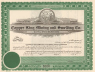 Copper King Mining and Smelting Company stock  certificate circa 1910 