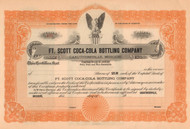 Ft Scott Coca-Cola Bottling Company stock certificate circa 1922