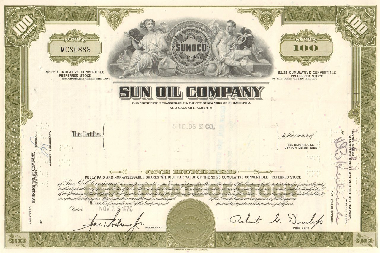 Sunray Oil Corporation Stock Certificate Gas