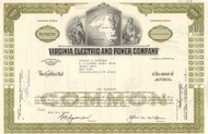 Virginia Electric and Power Company stock certificate - olive