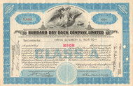 Burrard Dry Dock Limited stock certificate 1960's  - blue
