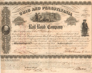 Ohio and Pennsylvania Rail Road Company stock certificate 1855