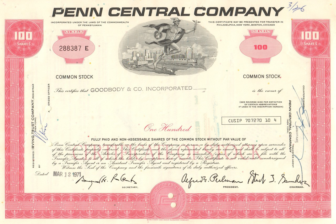 Penn Central Company 1970s (NY Central and Penn RR merger)