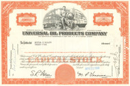 Universal Oil Products stock certificate 1970's - orange