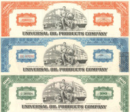Universal Oil Products stock certificate 1970's - set of 3 colors