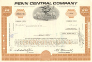 Penn Central Company stock certificate 1970's - gold- dealer lots