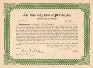 The University Club of Philadelphia certificate of interest 1937
