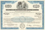 Columbus and Southern Ohio Electric Company bond certificate 1970's
