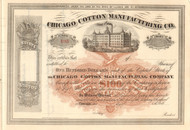 Chicago Cotton Manufacturing stock certificate circa 1872