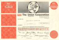 The Union Corporation stock certificate 1970's - red