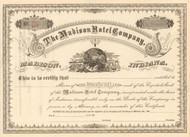 The Madison Hotel Company stock certificate 1880's (Madison, Indiana)