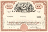 McKesson-Robbins Inc. stock certificate 1960's  - brown