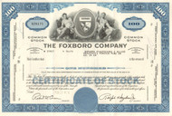 Foxboro Company stock certificate 1960's and 1970's  - blue