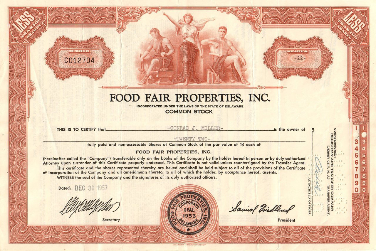 Reading Company Stock Certificate Railroad Brown 