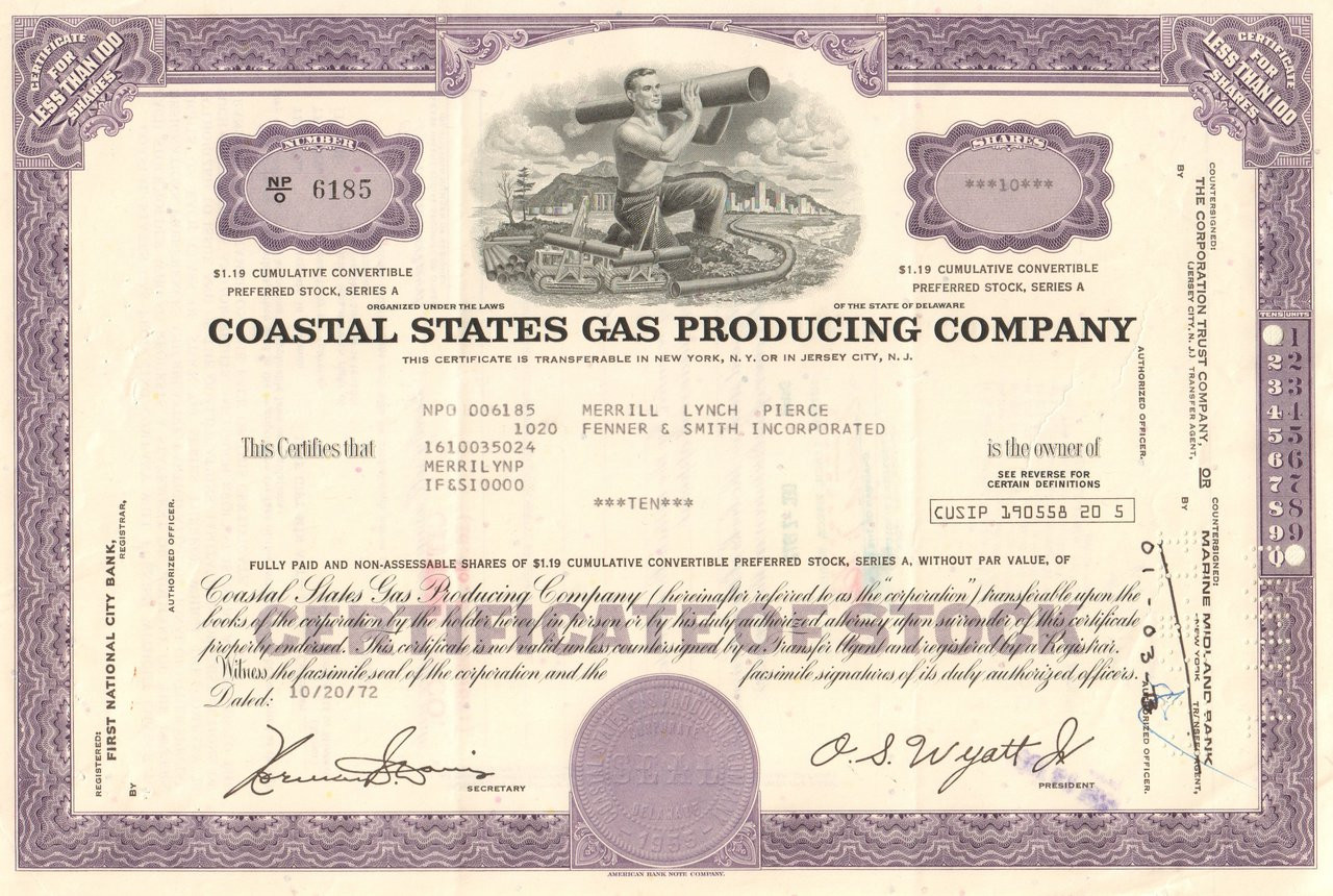 Sinclair Oil old stock certificate share