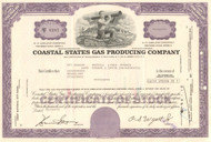 Coastal States Gas Corporation stock certificate - purple