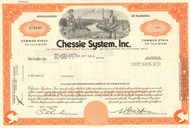 Chessie System Inc. stock certificate 1970's (now part of CSX) - light orange