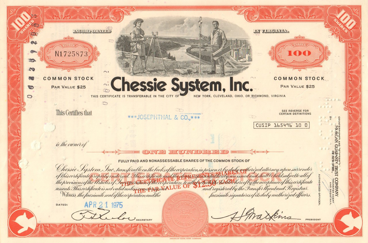 Baltimore /& Ohio B/&O Railroad Company Stock Certificate CSX Blue