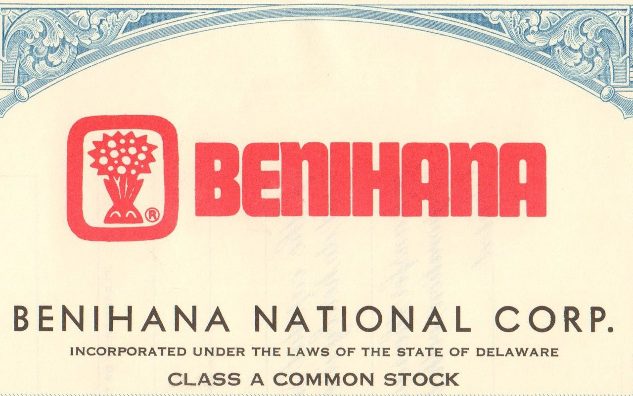 Benihana National Corp Stock Certificate Specimen Japanese