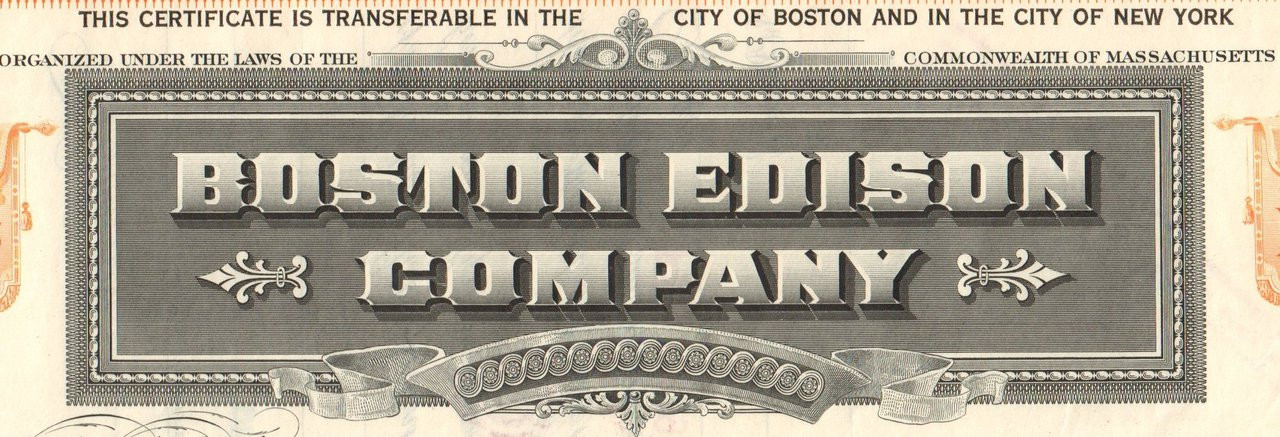 Boston Edison Company Stock Certificate