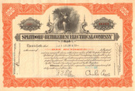 Splitdorf-Bethlehem Electrical Co.stock certificate - Charles Edison as president 1930
