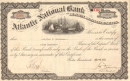 Atlantic National Bank stock certificate 1932 (Boston, Mass) 