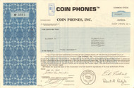 Coin Phones Inc. stock certificate 1987 