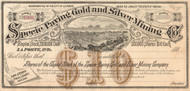 Specie Paying Gold and Silver Mining Company stock certificate circa 1881